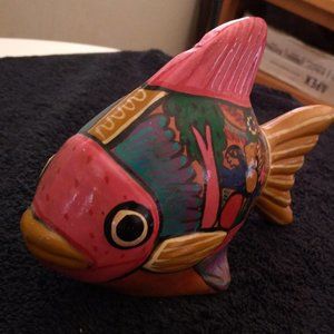 Native American Fish art pottery handmade decor